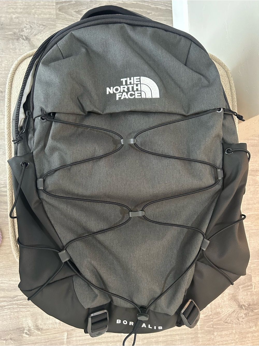 The North Face borealis charcoal gray and black backpack nwot